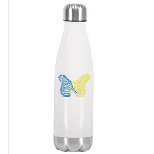 Down Syndrome Awareness Butterfly Stainless Steel Insulated Water Bottle