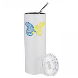 Down Syndrome Awareness Butterfly Stainless Steel Tumbler