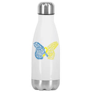 Down Syndrome Awareness Butterfly Stainless Steel Insulated Water Bottle