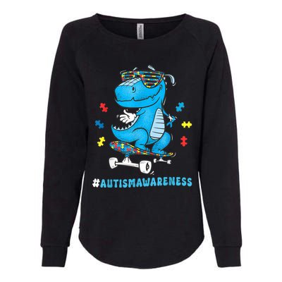 Dinosaur Skateboarding Autism Awareness Choose Kindness Womens California Wash Sweatshirt