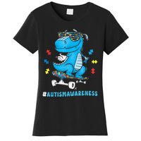 Dinosaur Skateboarding Autism Awareness Choose Kindness Women's T-Shirt