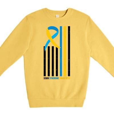 Down Syndrome Awareness Ribbon Flag Premium Crewneck Sweatshirt