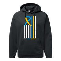 Down Syndrome Awareness Ribbon Flag Performance Fleece Hoodie