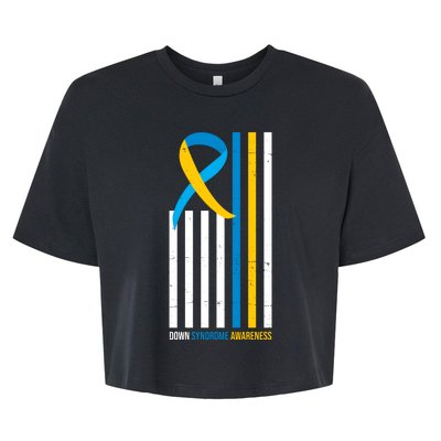 Down Syndrome Awareness Ribbon Flag Bella+Canvas Jersey Crop Tee