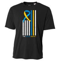 Down Syndrome Awareness Ribbon Flag Cooling Performance Crew T-Shirt