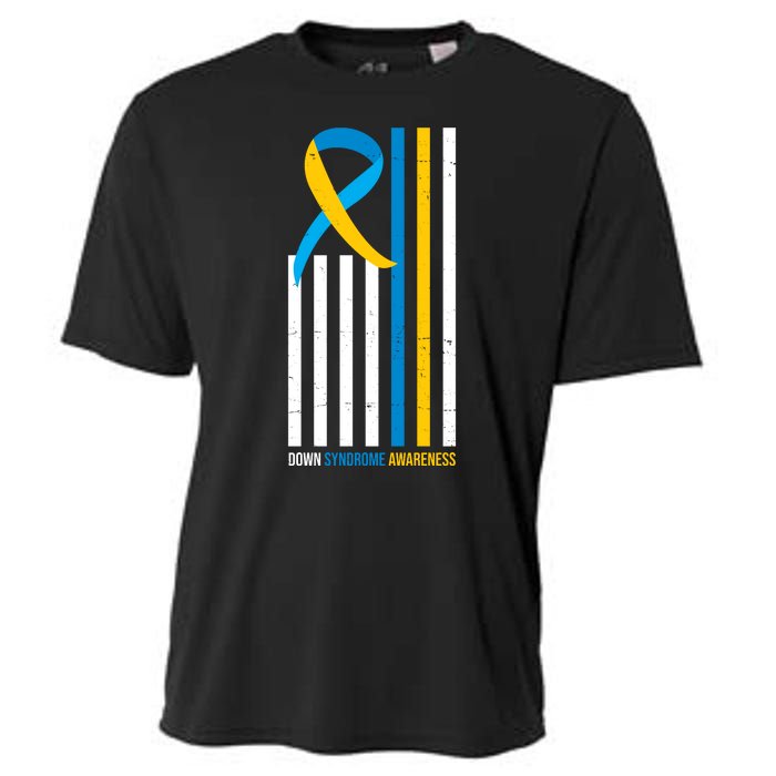 Down Syndrome Awareness Ribbon Flag Cooling Performance Crew T-Shirt