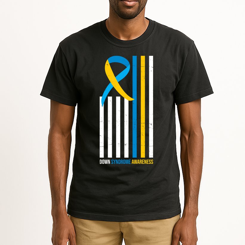 Down Syndrome Awareness Ribbon Flag Tall T-Shirt