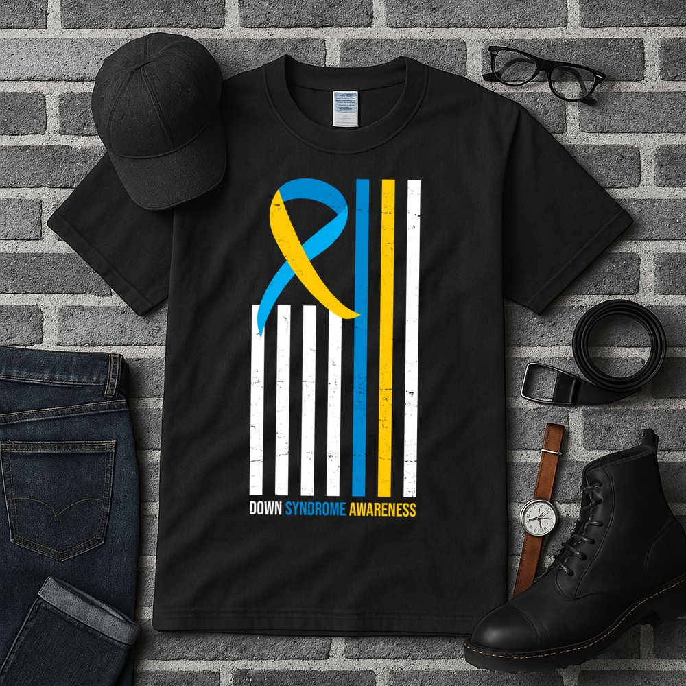 Down Syndrome Awareness Ribbon Flag Tall T-Shirt
