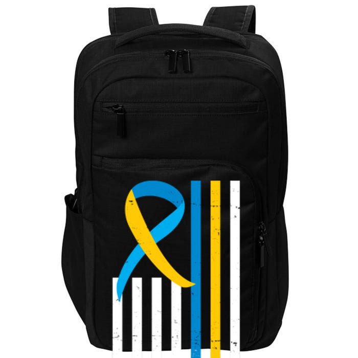 Down Syndrome Awareness Ribbon Flag Impact Tech Backpack