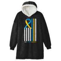 Down Syndrome Awareness Ribbon Flag Hooded Wearable Blanket