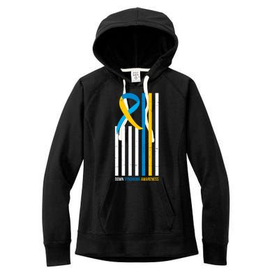 Down Syndrome Awareness Ribbon Flag Women's Fleece Hoodie