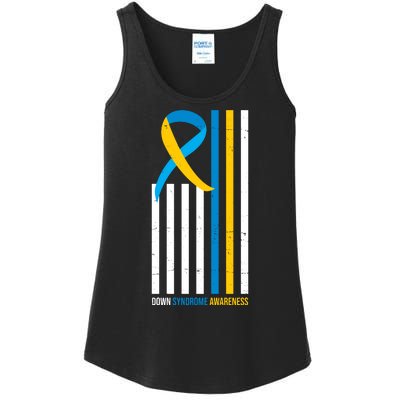 Down Syndrome Awareness Ribbon Flag Ladies Essential Tank