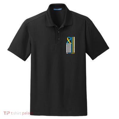 Down Syndrome Awareness Ribbon Flag Dry Zone Grid Polo