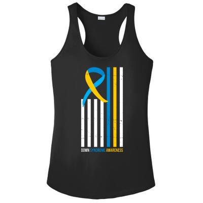 Down Syndrome Awareness Ribbon Flag Ladies PosiCharge Competitor Racerback Tank