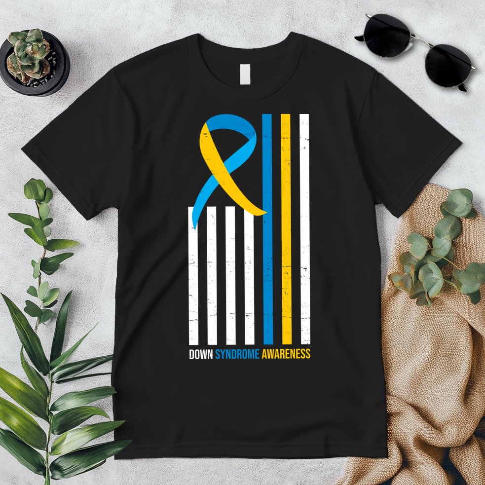 Down Syndrome Awareness Ribbon Flag Premium T-Shirt