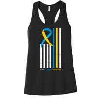 Down Syndrome Awareness Ribbon Flag Women's Racerback Tank