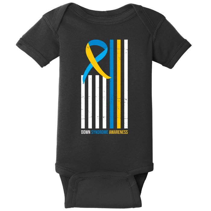 Down Syndrome Awareness Ribbon Flag Baby Bodysuit