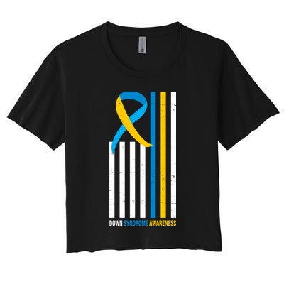 Down Syndrome Awareness Ribbon Flag Crop Top