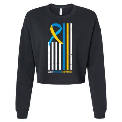 Down Syndrome Awareness Ribbon Flag Cropped Pullover Crew