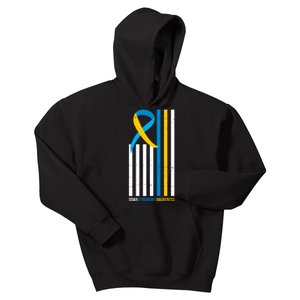 Down Syndrome Awareness Ribbon Flag Kids Hoodie