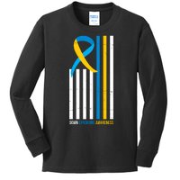 Down Syndrome Awareness Ribbon Flag Kids Long Sleeve Shirt