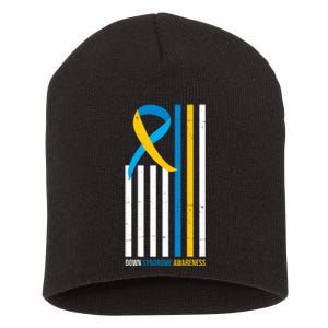 Down Syndrome Awareness Ribbon Flag Short Acrylic Beanie