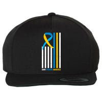Down Syndrome Awareness Ribbon Flag Wool Snapback Cap