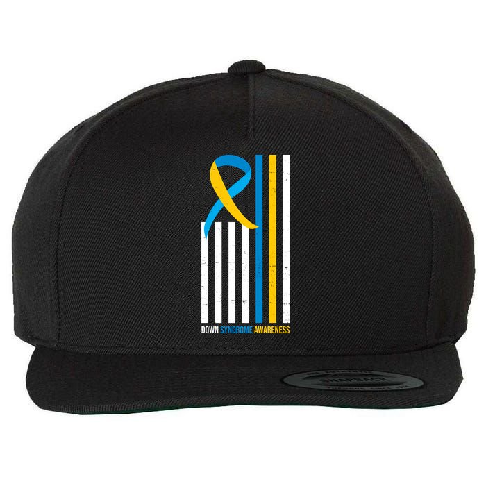 Down Syndrome Awareness Ribbon Flag Wool Snapback Cap