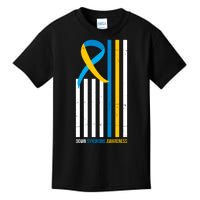 Down Syndrome Awareness Ribbon Flag Kids T-Shirt