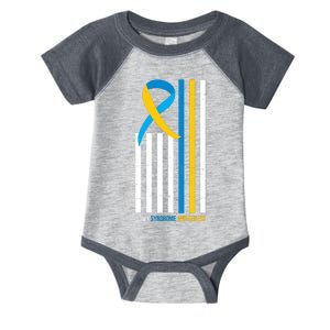 Down Syndrome Awareness Ribbon Flag Infant Baby Jersey Bodysuit