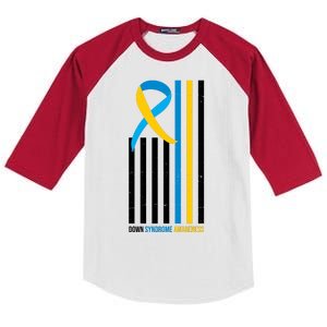 Down Syndrome Awareness Ribbon Flag Kids Colorblock Raglan Jersey