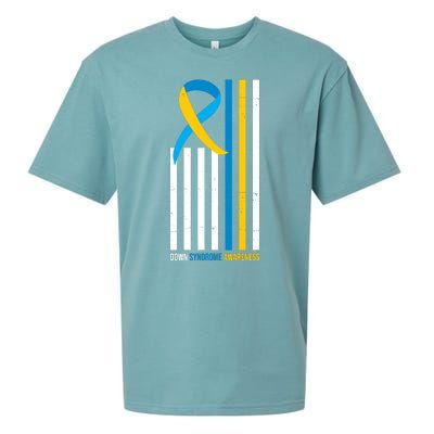 Down Syndrome Awareness Ribbon Flag Sueded Cloud Jersey T-Shirt