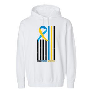 Down Syndrome Awareness Ribbon Flag Garment-Dyed Fleece Hoodie