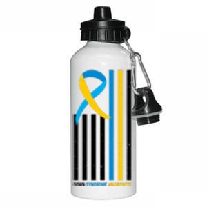 Down Syndrome Awareness Ribbon Flag Aluminum Water Bottle