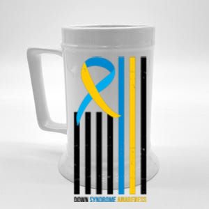 Down Syndrome Awareness Ribbon Flag Beer Stein