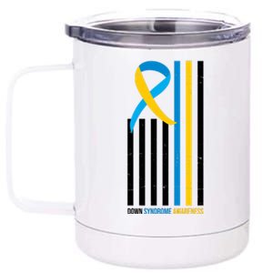 Down Syndrome Awareness Ribbon Flag 12 oz Stainless Steel Tumbler Cup