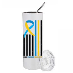 Down Syndrome Awareness Ribbon Flag Stainless Steel Tumbler