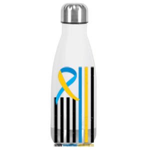 Down Syndrome Awareness Ribbon Flag Stainless Steel Insulated Water Bottle