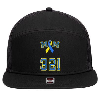 Down Syndrome Awareness Trisomy 21 Mom T 3 21 Month 7 Panel Mesh Trucker Snapback Hat