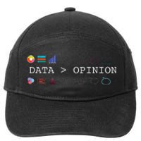 Data Science And Statistics Data Is Greater Than Opinion 7-Panel Snapback Hat