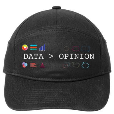 Data Science And Statistics Data Is Greater Than Opinion 7-Panel Snapback Hat