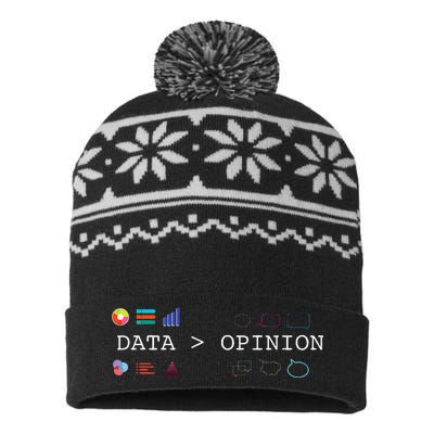 Data Science And Statistics Data Is Greater Than Opinion USA-Made Snowflake Beanie