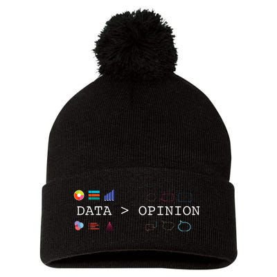 Data Science And Statistics Data Is Greater Than Opinion Pom Pom 12in Knit Beanie