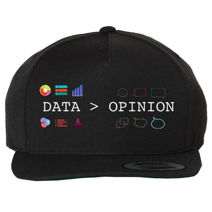 Data Science And Statistics Data Is Greater Than Opinion Wool Snapback Cap