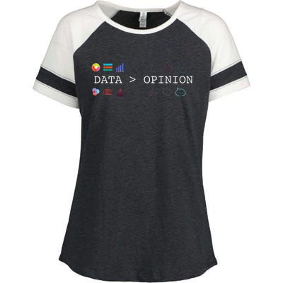 Data Science And Statistics Data Is Greater Than Opinion Enza Ladies Jersey Colorblock Tee