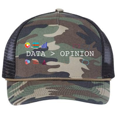 Data Science And Statistics Data Is Greater Than Opinion Retro Rope Trucker Hat Cap