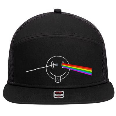 Dark Side Acid House Psychedelic Vibes Design 7 Panel Mesh Trucker Snapback Hat