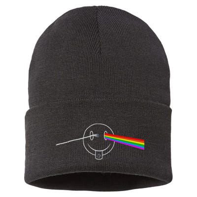 Dark Side Acid House Psychedelic Vibes Design Sustainable Knit Beanie