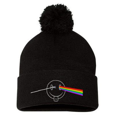 Dark Side Acid House Psychedelic Vibes Design Pom Pom 12in Knit Beanie