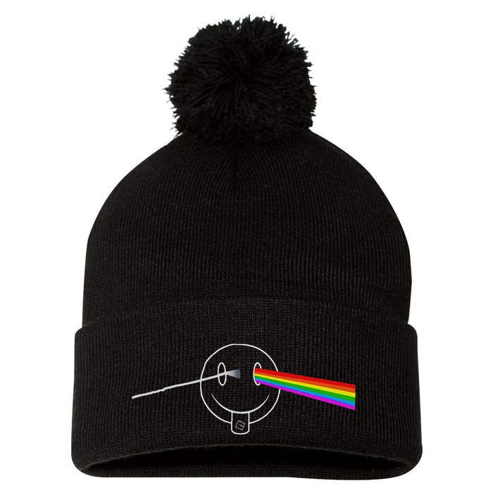 Dark Side Acid House Psychedelic Vibes Design Pom Pom 12in Knit Beanie